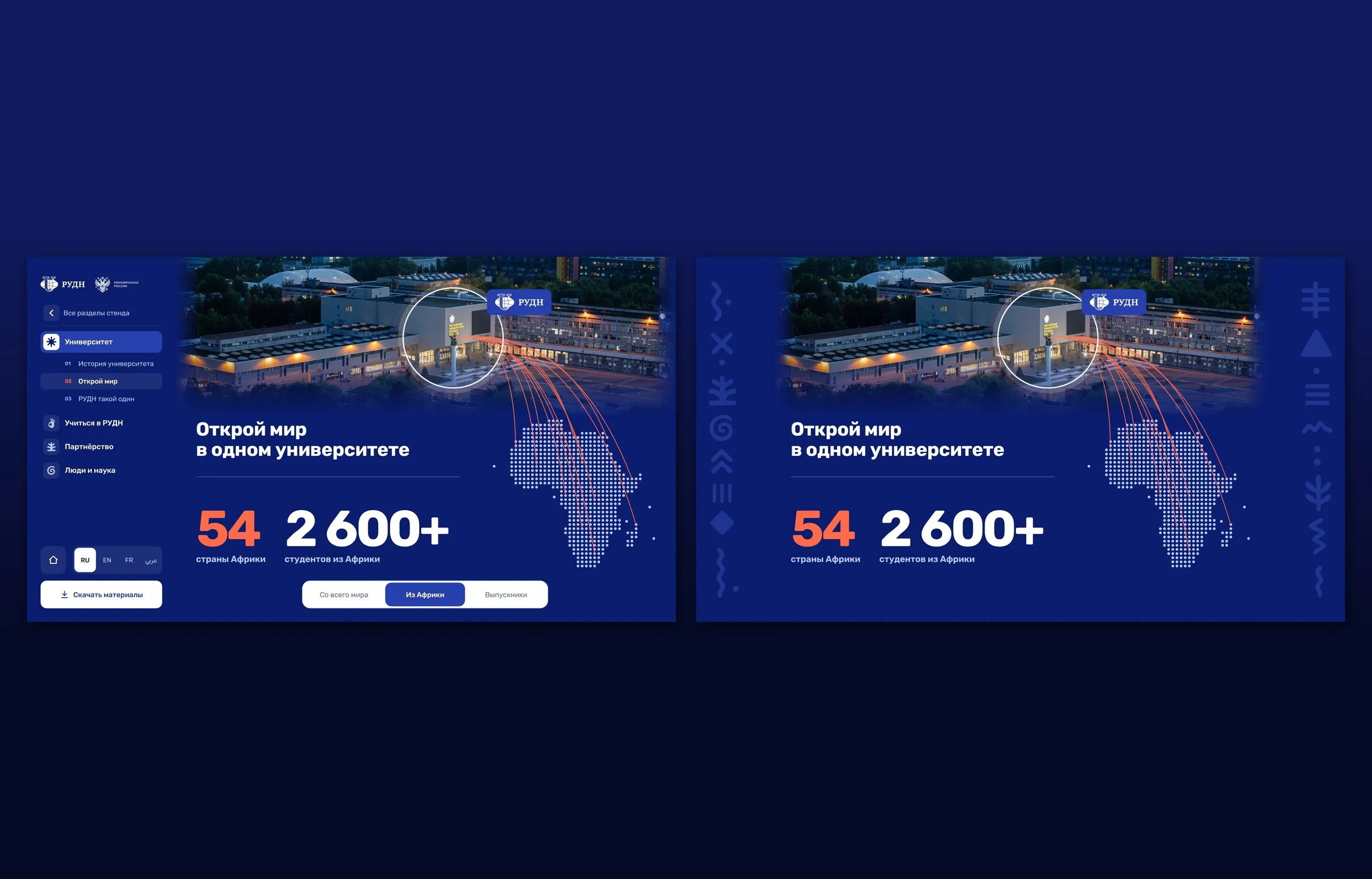 Приложение одновременно на сенсорной панели и на экране стенда